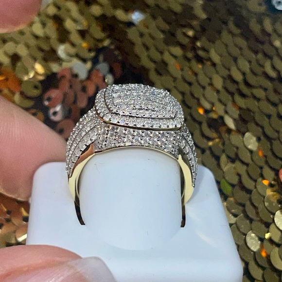 Men's Iced Out GRA Certified Diamond Ring VVS 14k White Gold Vermeil Moissanite - Picture 8 of 10